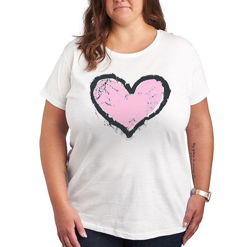 Missy Plus Size Grunge Heart Graphic Tee, Womens Product Image