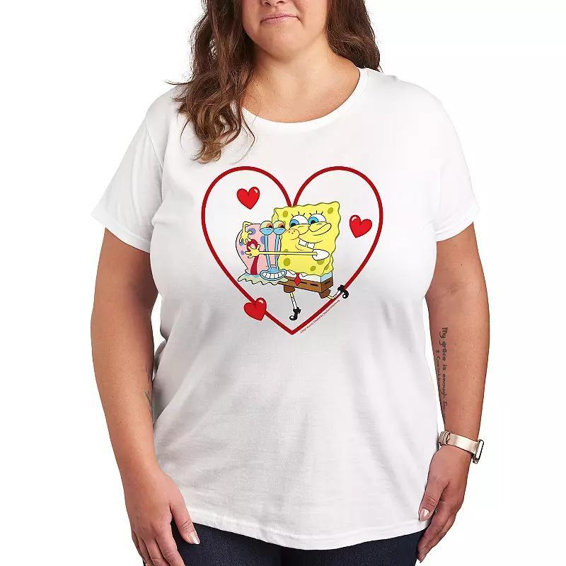 Plus Size SpongeBob Squarepants Spongebob Gary Heart Graphic Tee, Womens Product Image