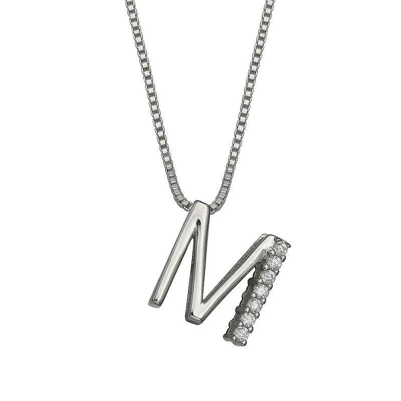 PRIMROSE Sterling Silver Cubic Zirconia Initial Pendant Necklace, Womens Silver Tone M Product Image