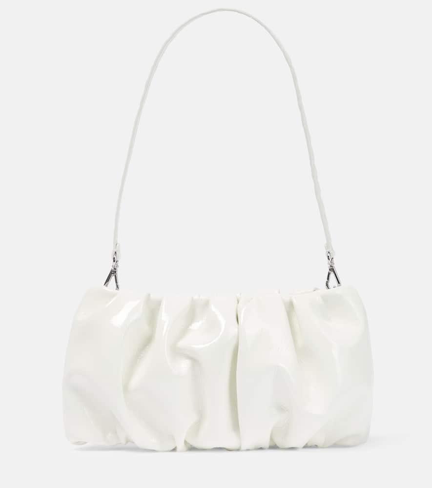 STAUD Bean Mini Leather Clutch In White Product Image