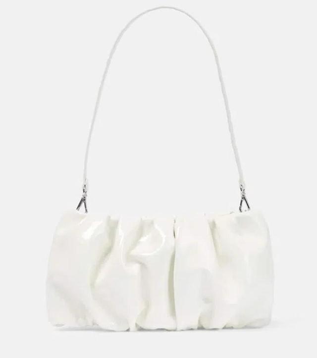 STAUD Bean Mini Leather Clutch In White Product Image