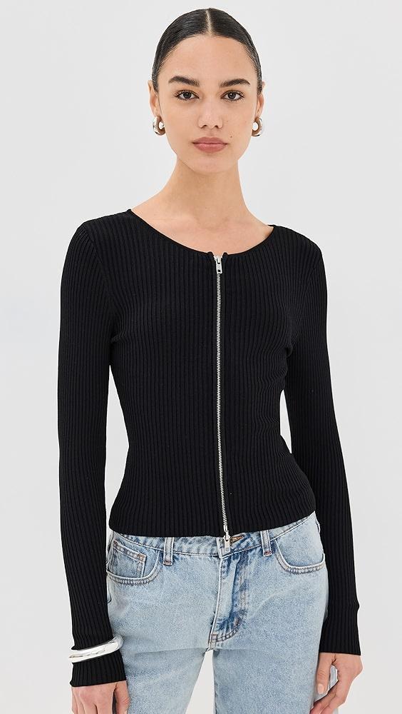 Good American Virgo Rib Zip Front Sweater | Shopbop Product Image