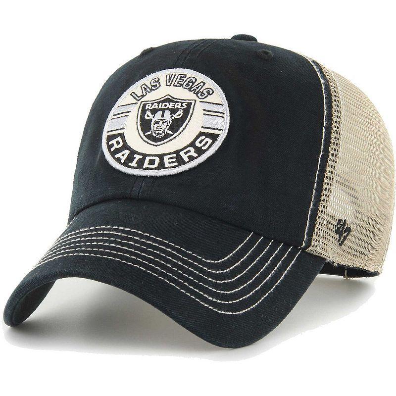 Mens 47 Black/Natural Las Vegas Raiders Notch Trucker Clean Up Adjustable Hat Product Image