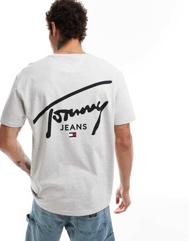 Tommy Jeans regular signature back print T-shirt in gray Product Image