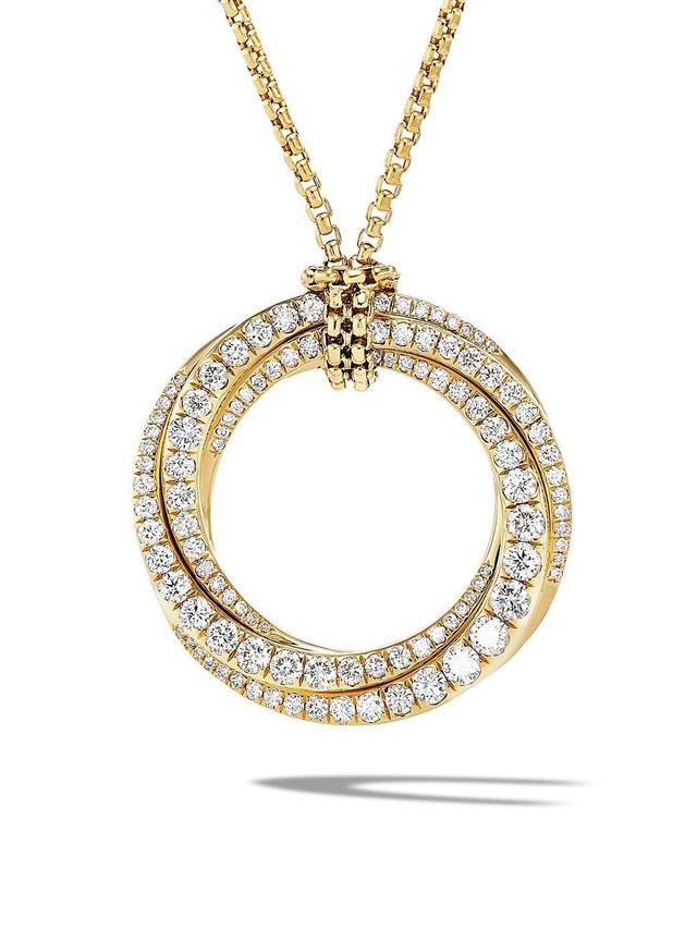 Womens Pav Crossover Pendant Necklace In 18K Yellow Gold With Diamonds Product Image