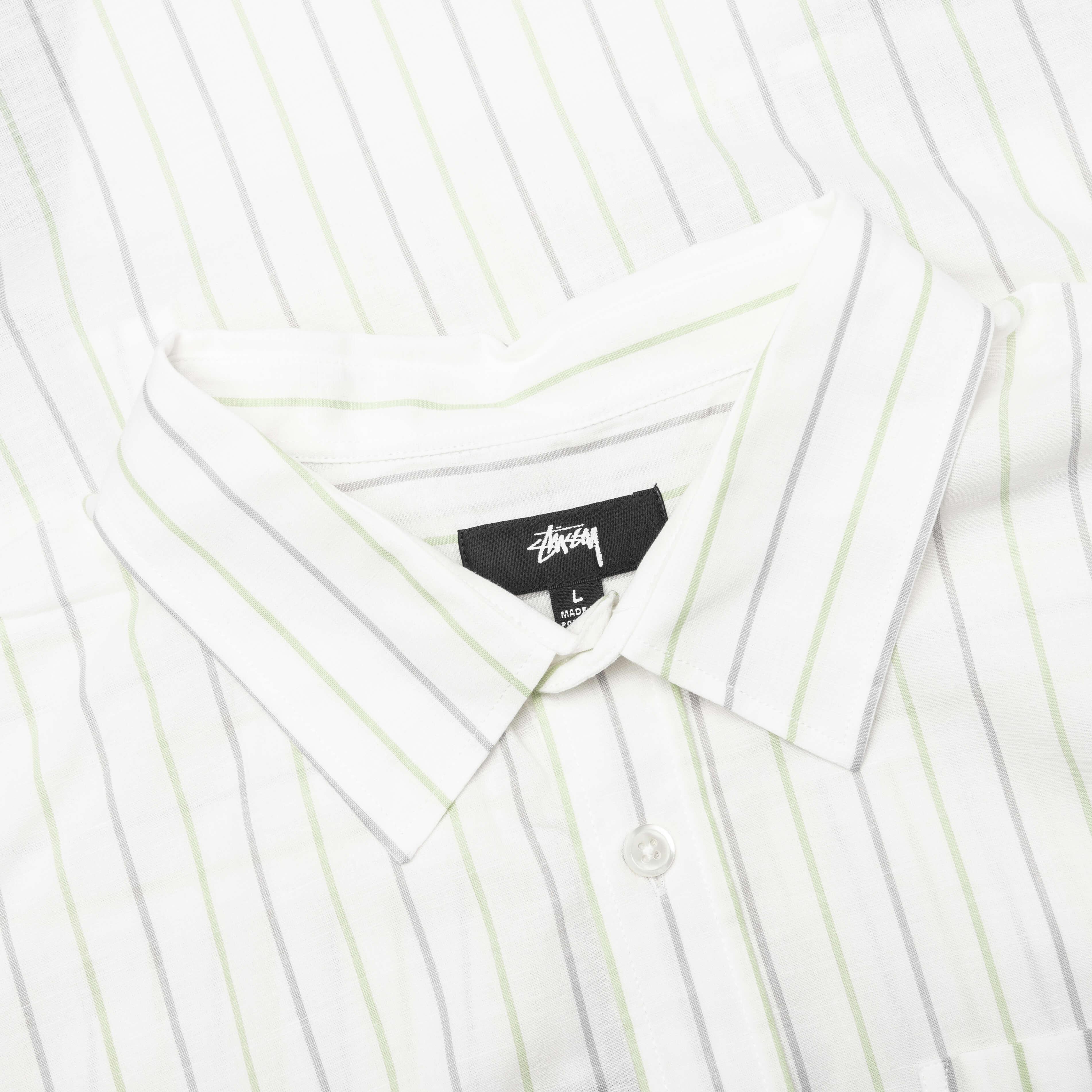 Classic L/S Shirt Stripe - White Male Product Image