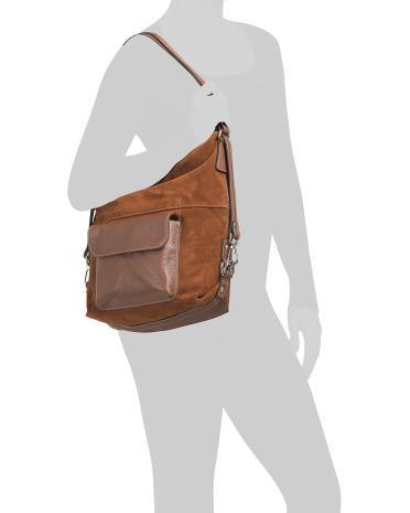 Suede And Leather Convertible Hobo Bag for Women | Leather/Suede Product Image