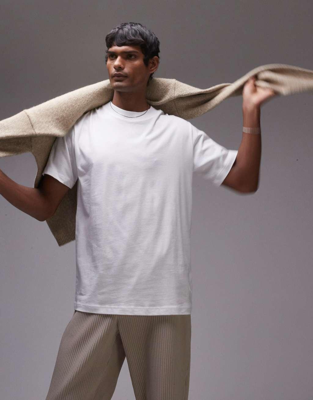 Selected Homme oversized heavyweight T-shirt Product Image