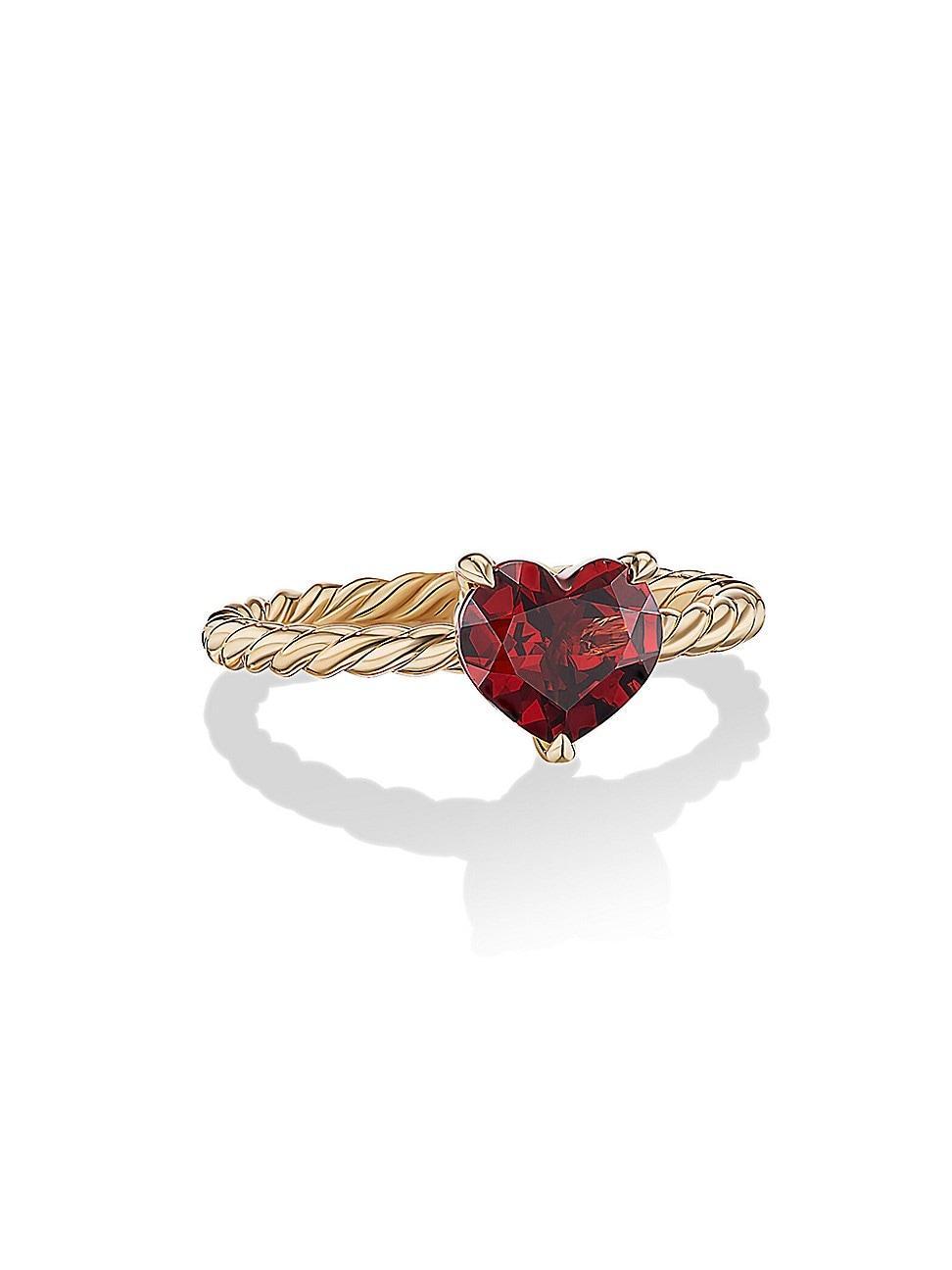 Womens Chatelaine Heart Ring in 18K Yellow Gold with Garnet Product Image