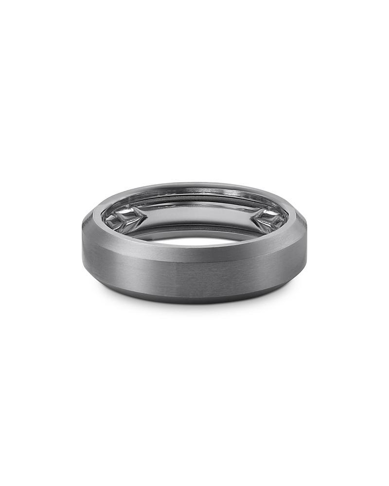 Mens Beveled Band Ring in Grey Titanium Product Image