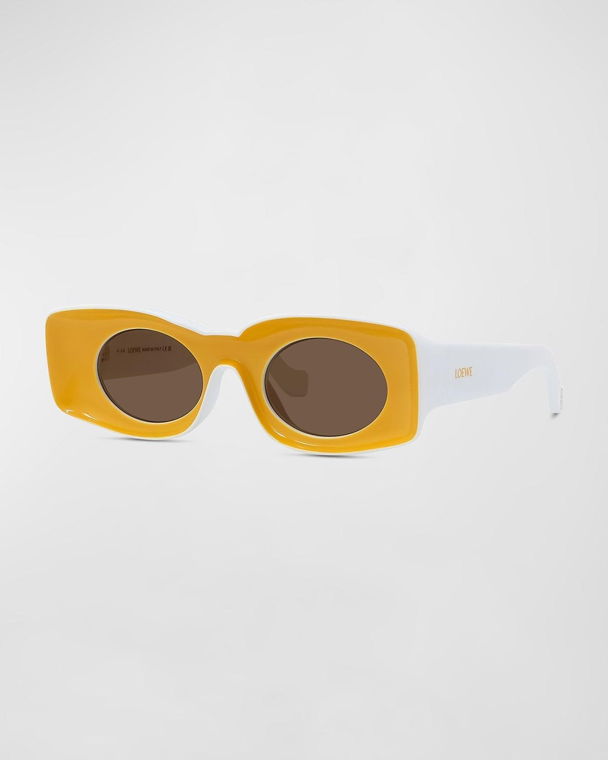 Mens Geometric Logo Acetate & Plastic Rectangle Sunglasses Product Image