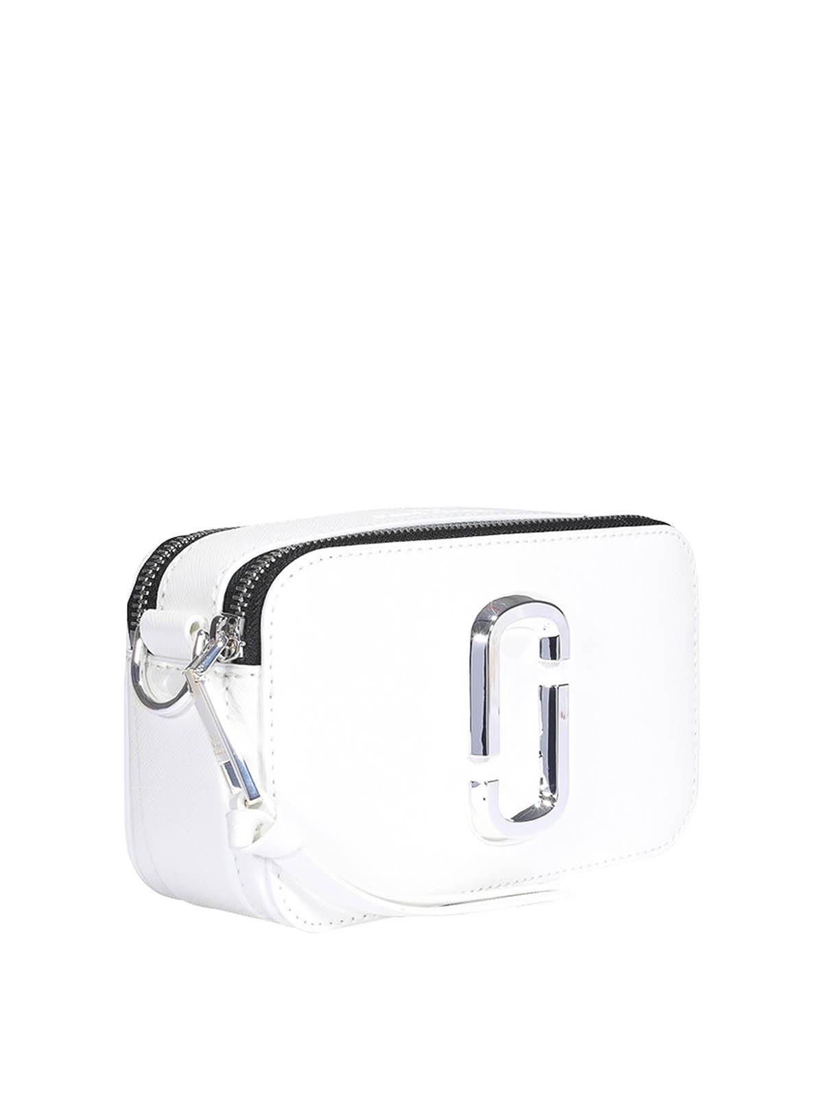 The Snapshot Saffiano Leather Cross Body Bag In White Product Image