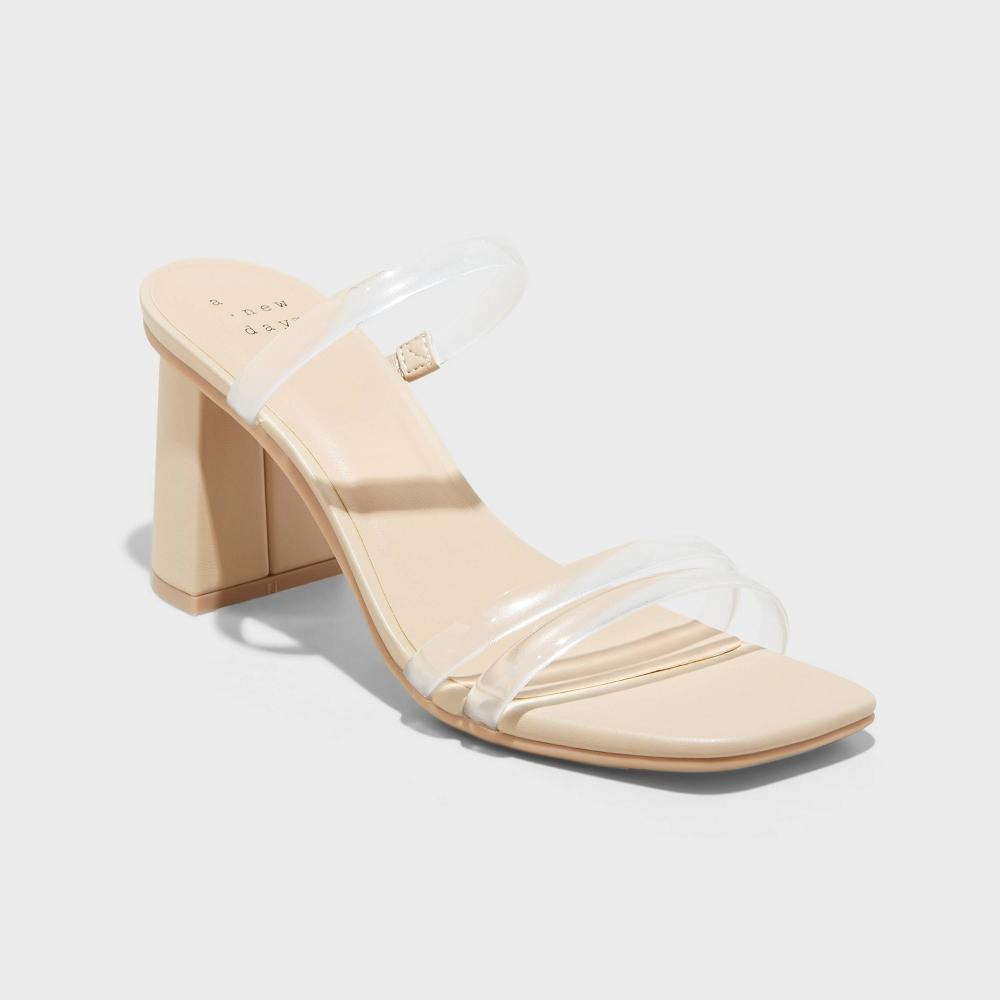 Womens Stacy Mule Heels - A New Day Clear 10 Product Image