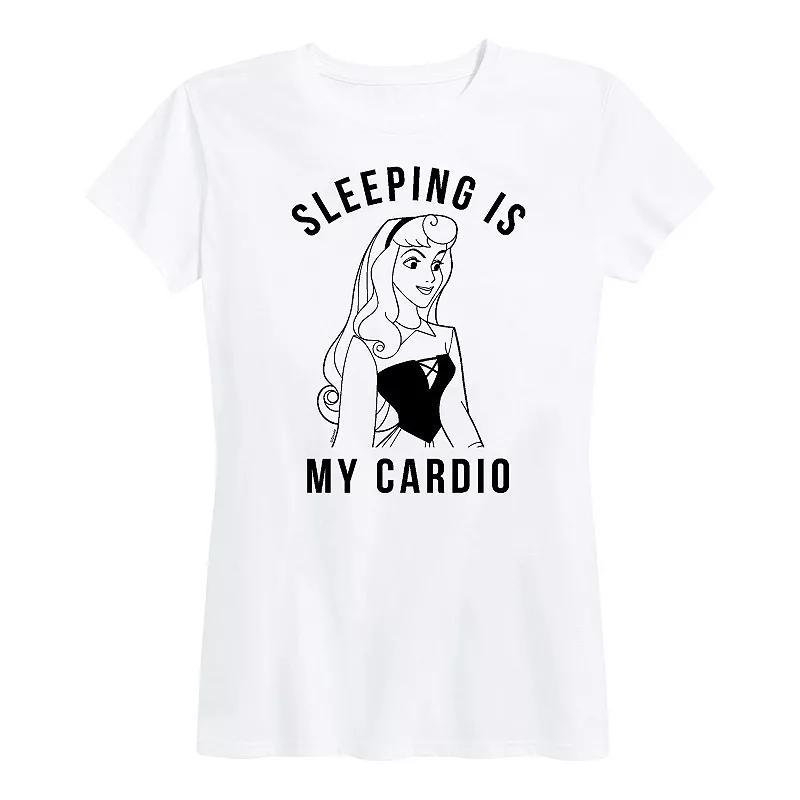 Disney Princess Aurora Womens Sleeping Is My Cardio Graphic Tee, Girls Grey Gray Product Image