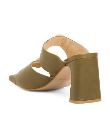 Leather Dual Band Block Heel Sandals for Women product image