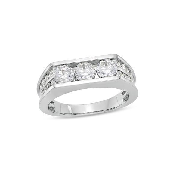 Men's 2 CT. T.w. Certified Lab-Created Diamond Angled Band in 14K White Gold (F/Si2) Product Image