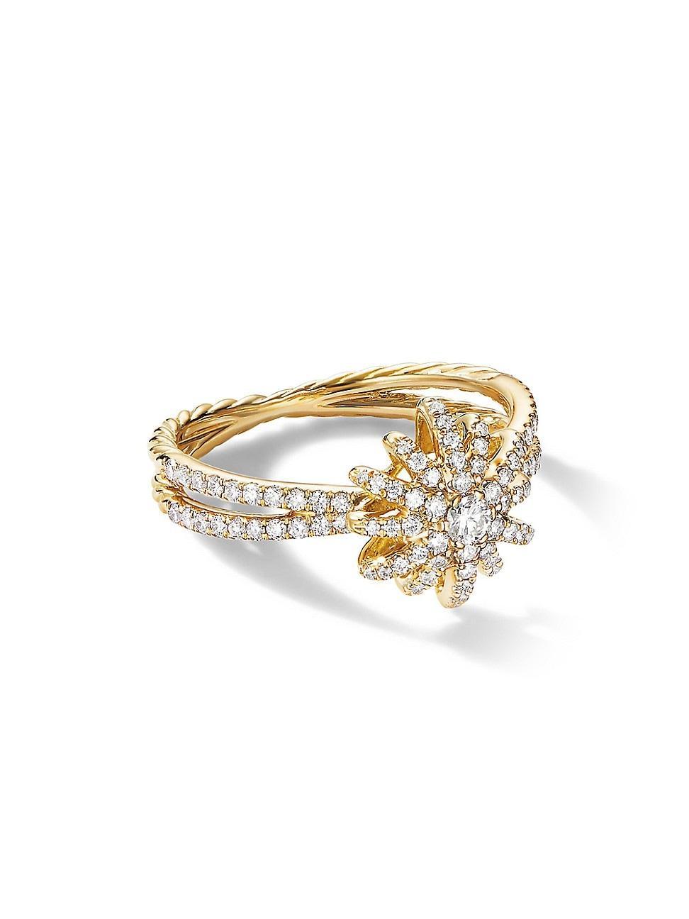 Womens Starburst Ring in 18K Gold with Pav Diamonds Product Image