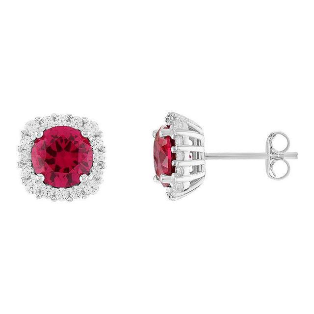 PRIMROSE Sterling Silver Cubic Zirconia Halo Stud Earrings, Womens, July Product Image