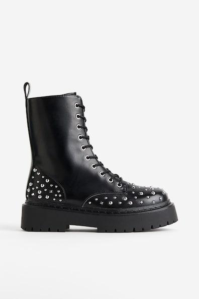 Studded Lace-up Boots Product Image