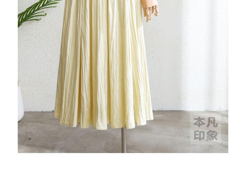 High Rise Plain Gathered Maxi A-Line Skirt Product Image