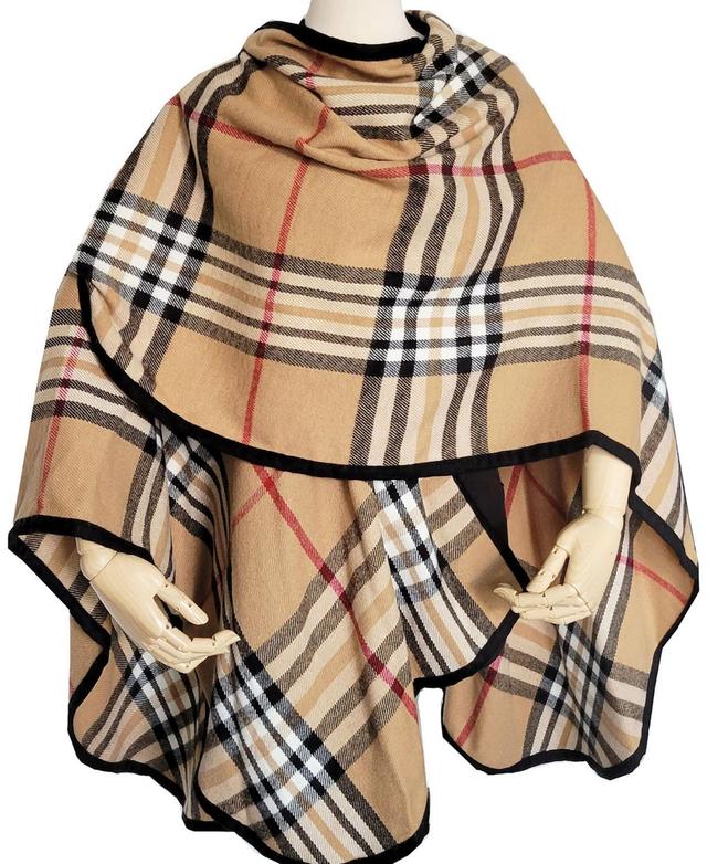 Fraas Womens Solid Border Plaid Rounded Edge Wrap Product Image