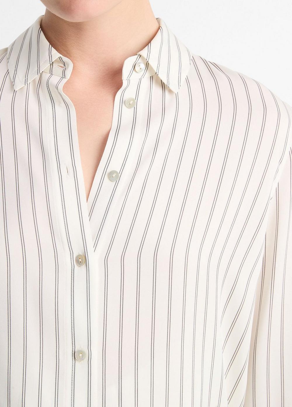 Striped Stretch-Silk Slim-Fit Blouse Product Image