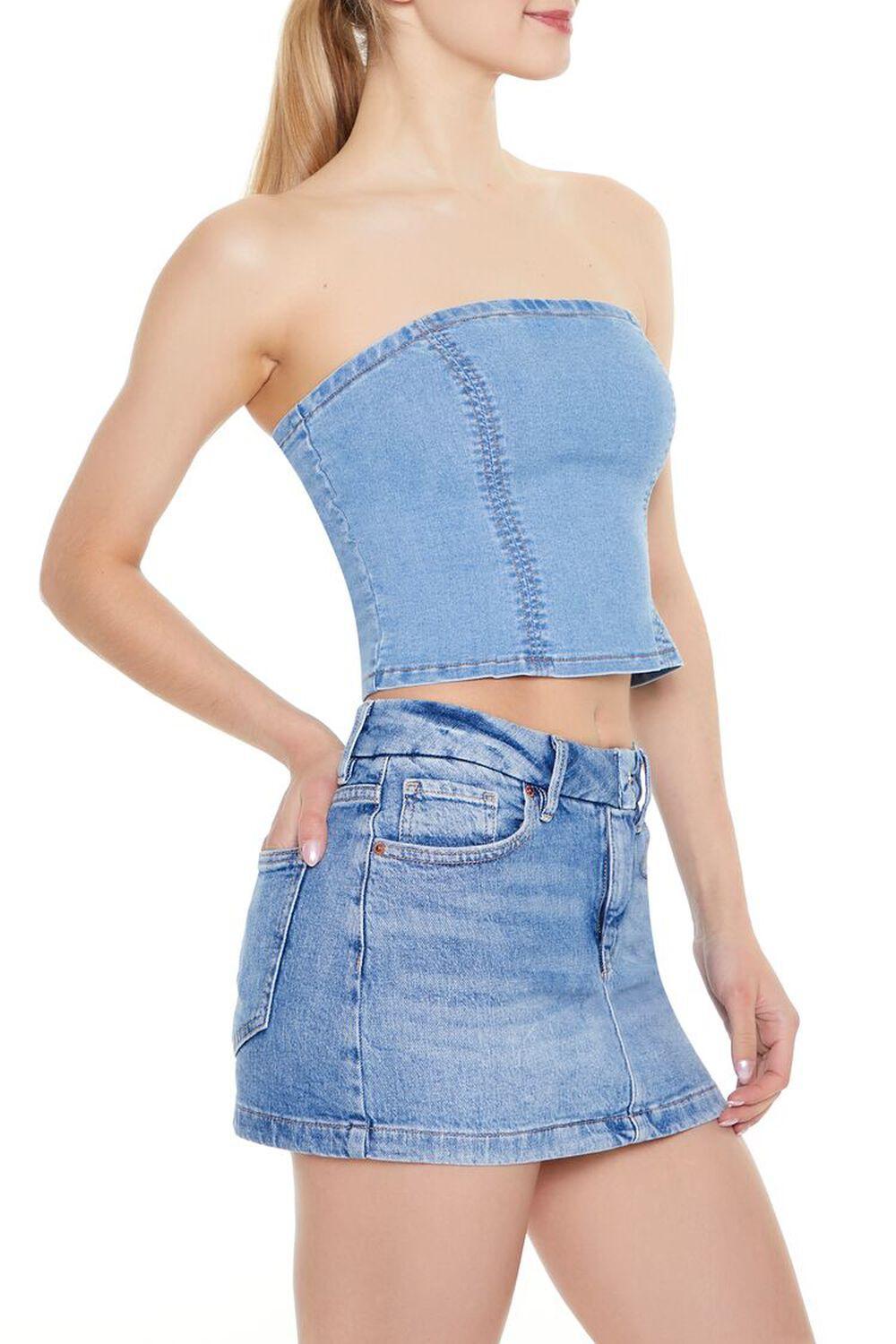 Cropped Denim Tube Top | Forever 21 Product Image