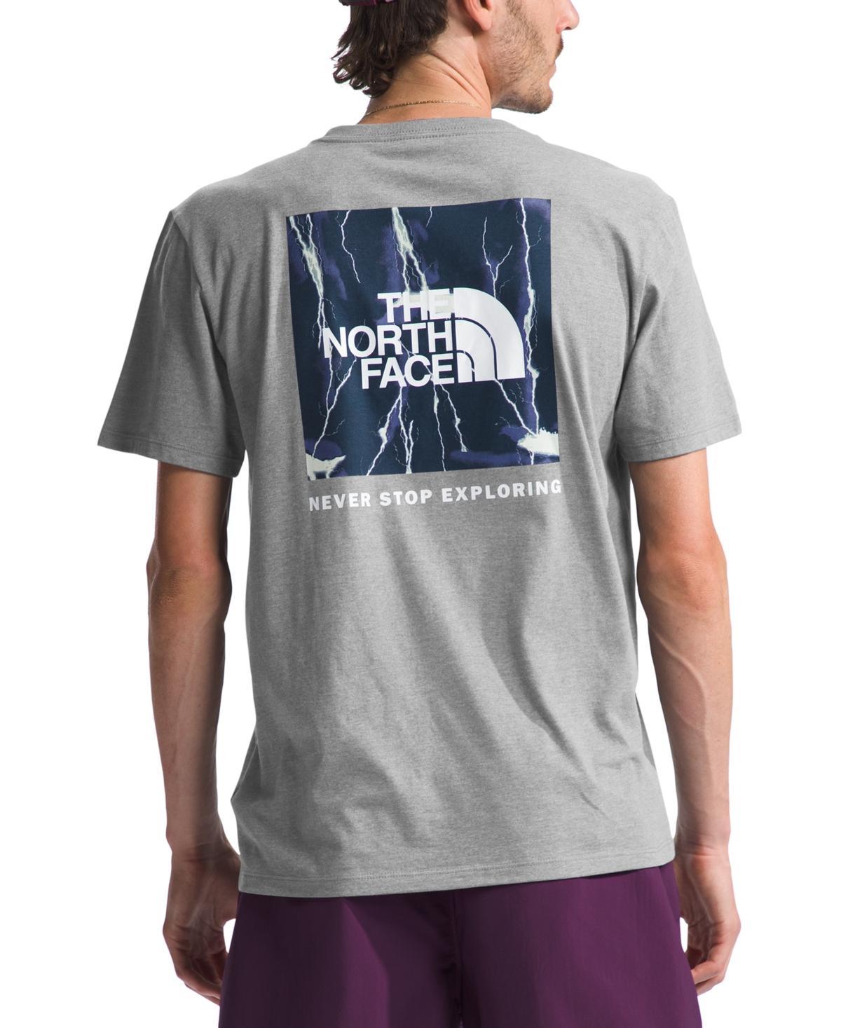 The North Face Mens Box Logo Crewneck Short-Sleeve T-Shirt - Gravel Product Image