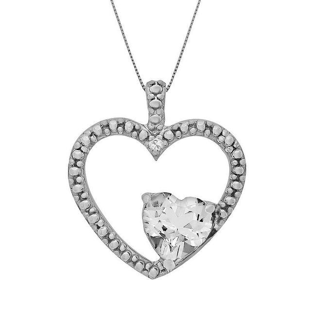 Gemminded Sterling Silver White Topaz and Diamond Accent Heart Pendant, Womens Product Image