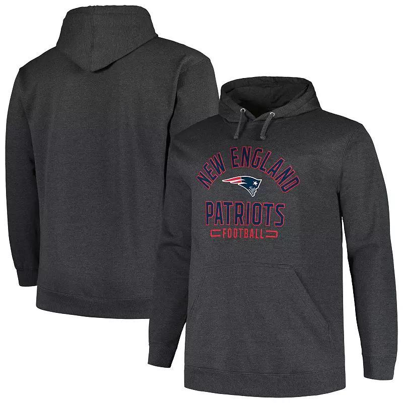 Mens Fanatics Branded Heather Charcoal New England Patriots Big & Tall Pullover Hoodie Grey Product Image