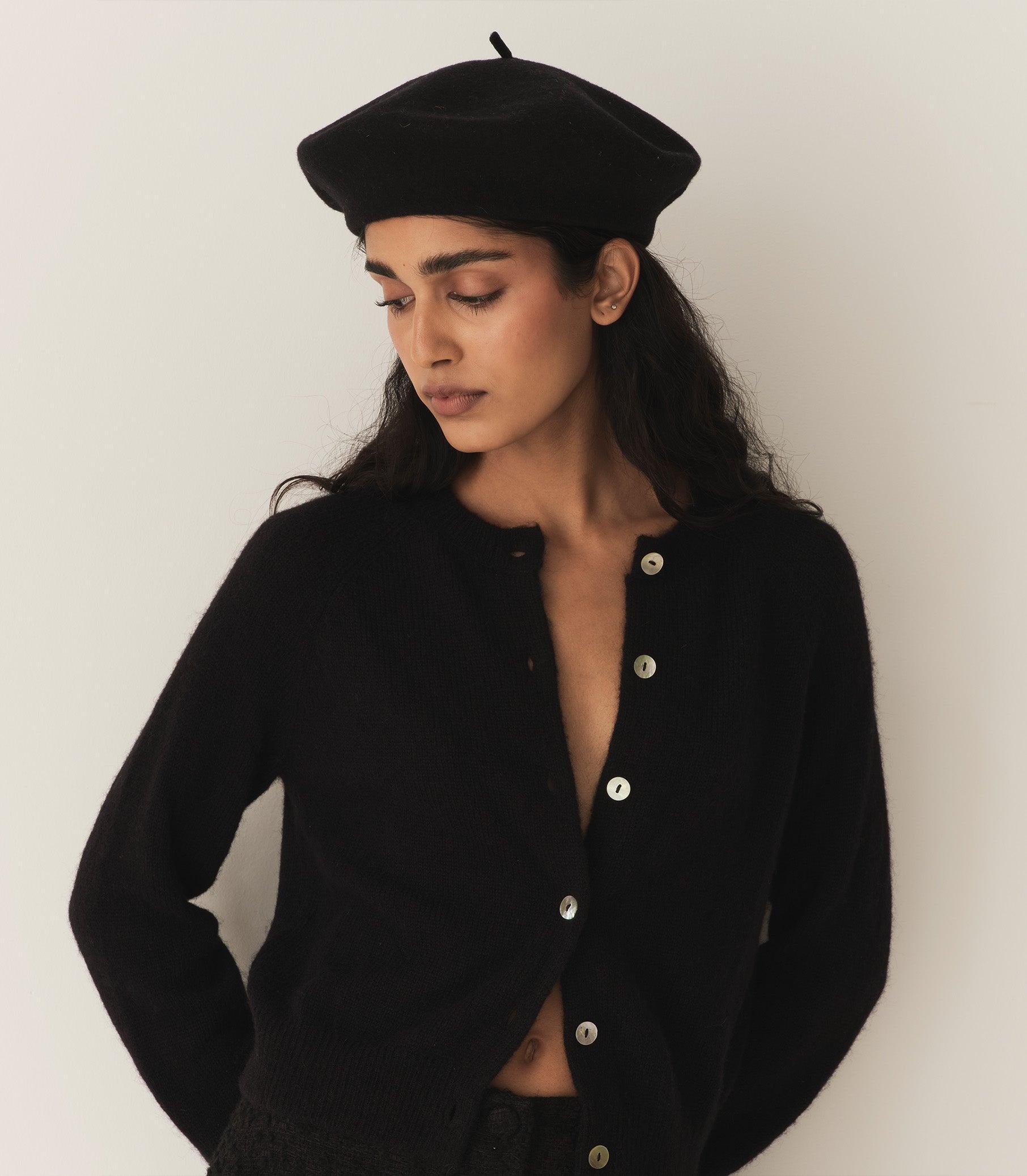 GEORGIANNA BERET -- BLACK WOOL Product Image