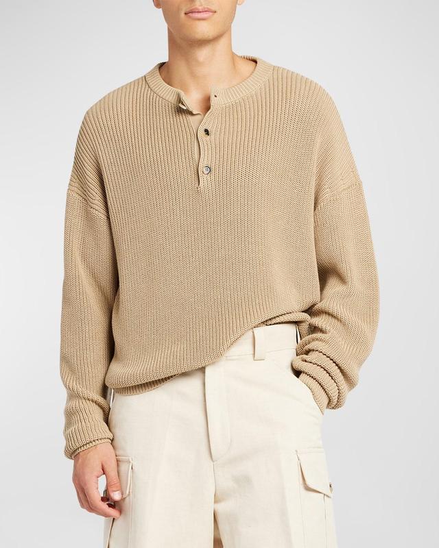 Mens Serafino Cotton 3-Button Crewneck Sweater Product Image