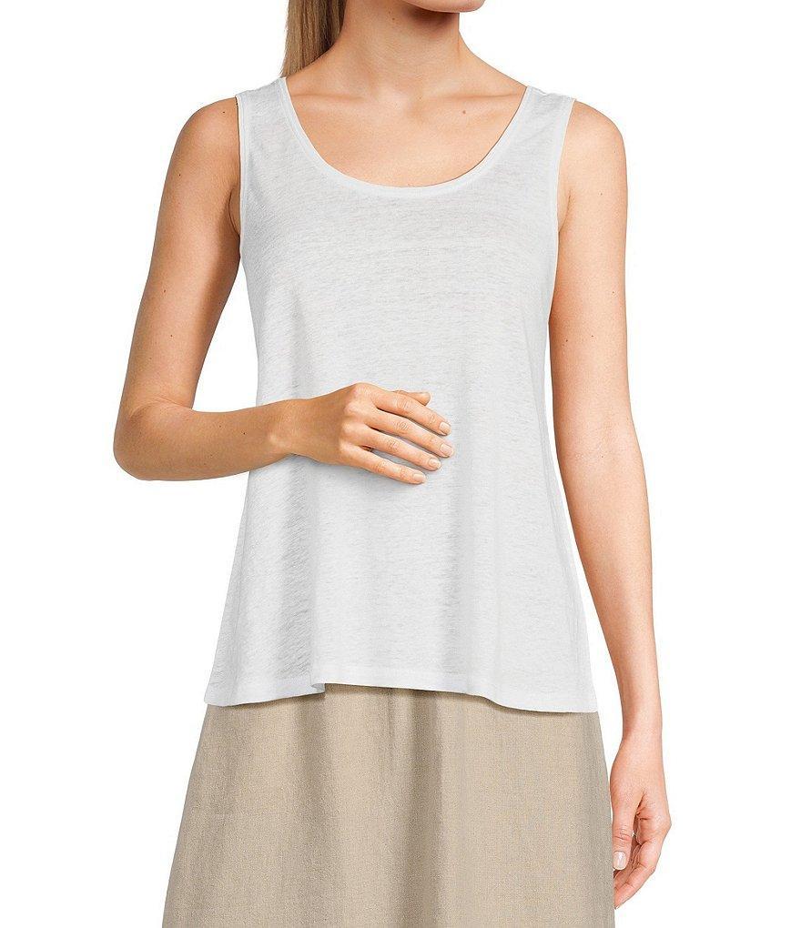 Eileen Fisher Organic Linen Scoop Neck Sleeveless Jersey Knit Tank Product Image