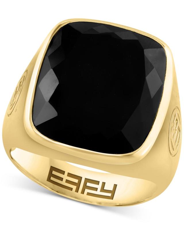 Effy Mens Onyx Statement Ring in 14k Gold-Plated Sterling Silver Product Image