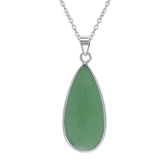 Aleure Precioso Sterling Silver Pear Shaped Gemstone Drop Pendant Necklace, Womens Green Product Image