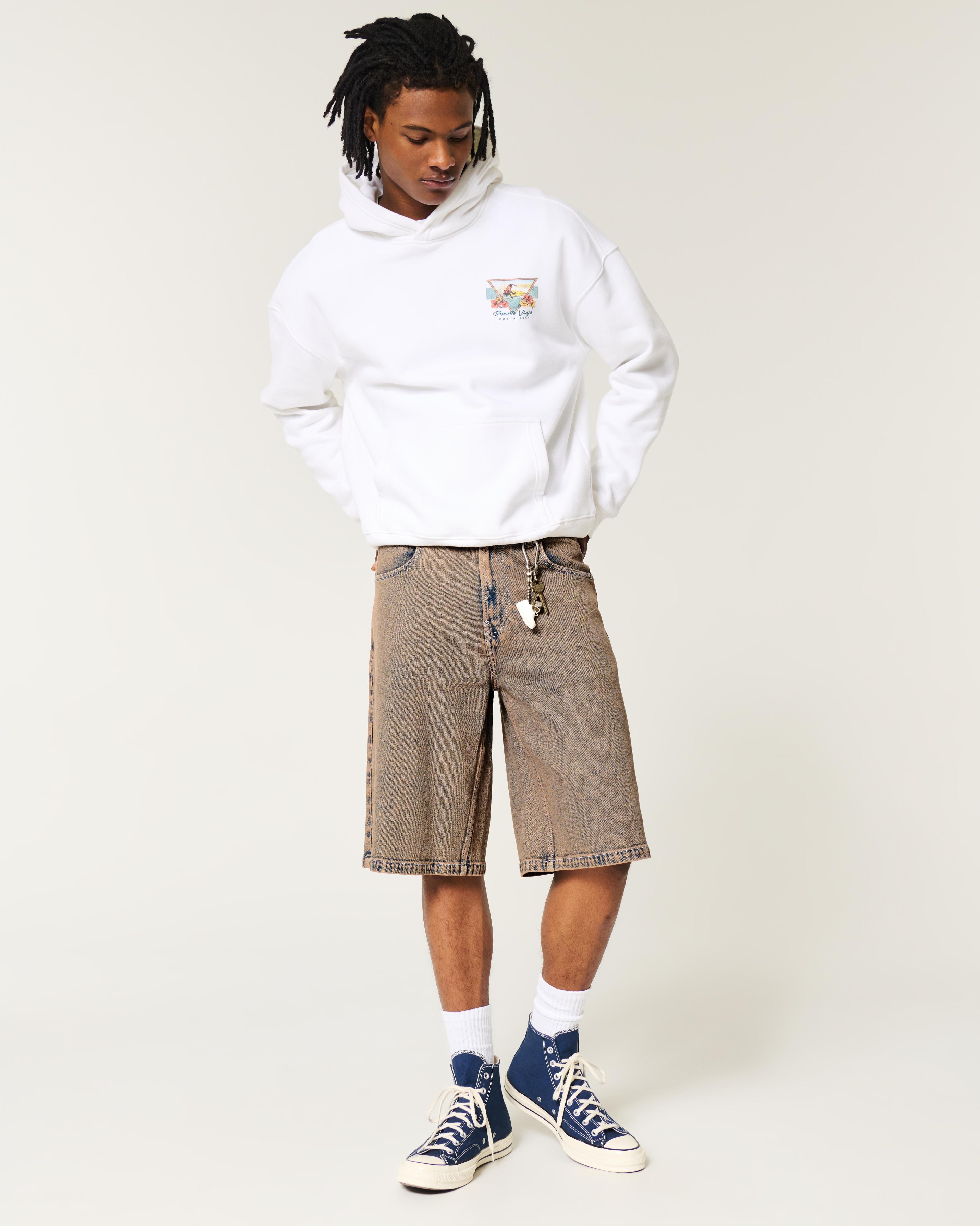 Medium Wash Super Baggy Denim Cargo Shorts Product Image