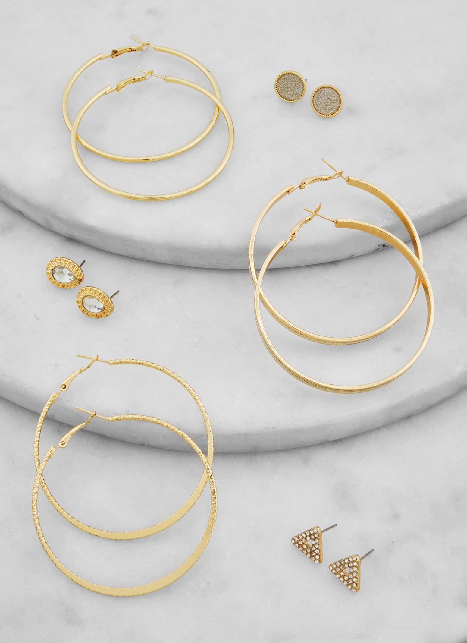 Assorted Stud and Hoop Earring Set of 6 Female Product Image