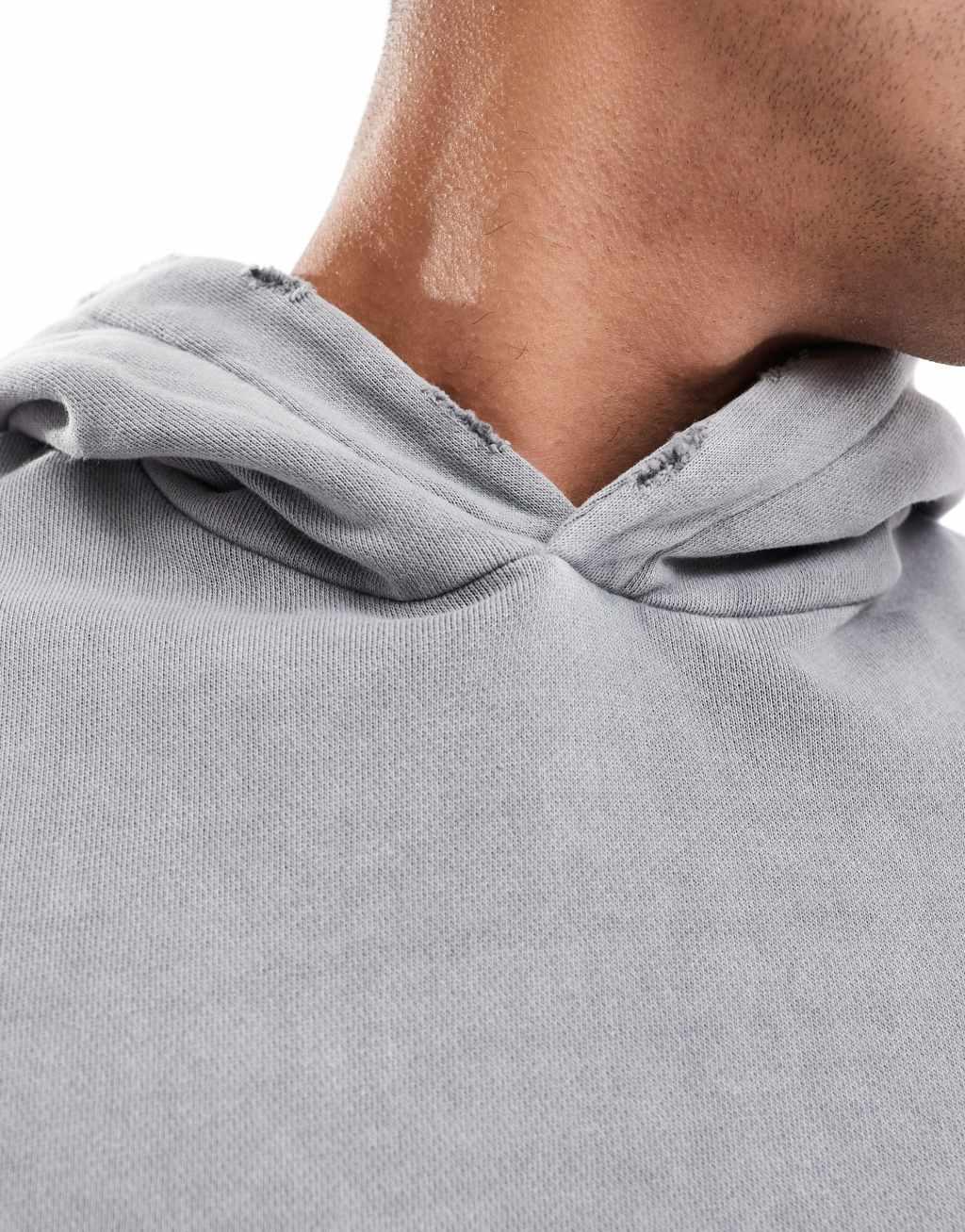 Bershka washed hoodie in gray Product Image