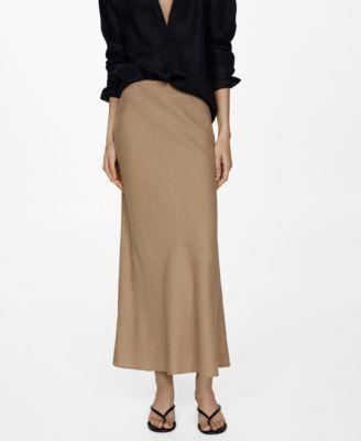 Mango Womens Long Linen Skirt Product Image