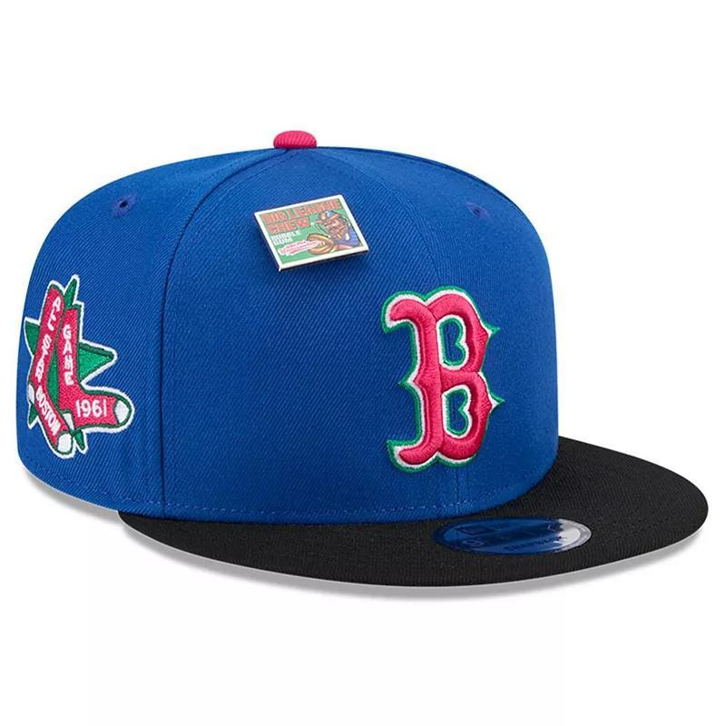 Mens New Era Royal/Black Boston Red Sox Watermelon Big League Chew Flavor Pack 9FIFTY Snapback Hat Product Image