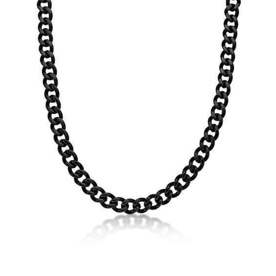 Men's 11.0mm Curb Chain Necklace in Solid Stainless Steel with Black IP - 30" Product Image