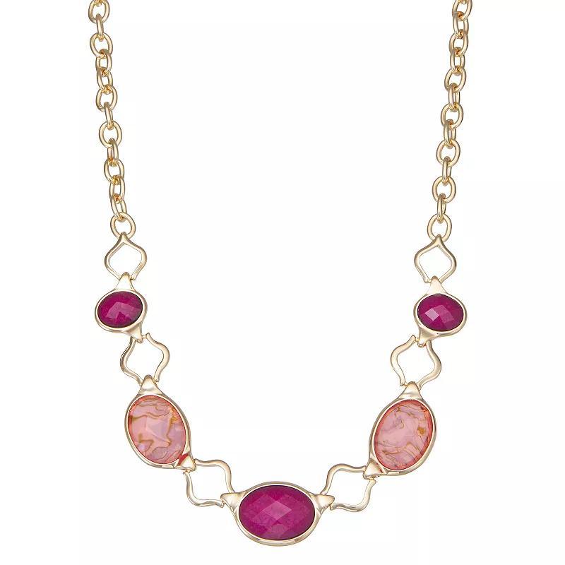 Napier Gold Tone Pink & Burgundy Stone Collar Necklace, Womens, Red Product Image