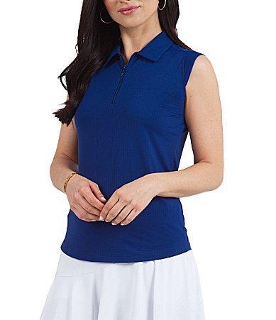 IBKUL Essential Solid Sleeveless Point Collar Polo Top Product Image