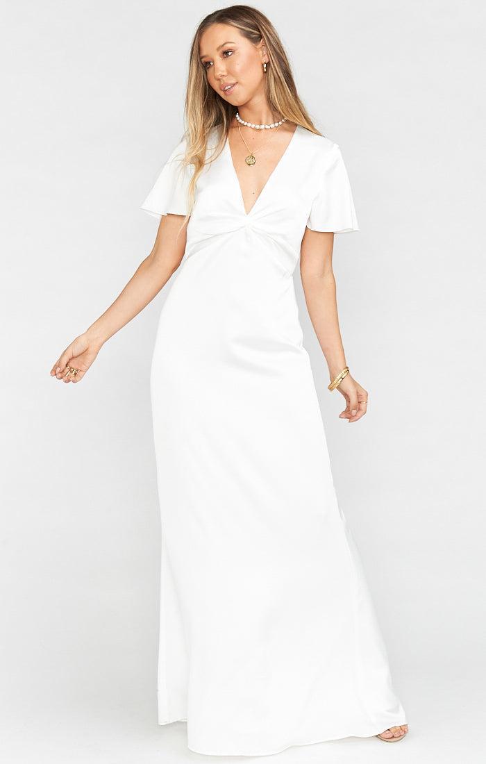 Rome Twist Gown ~ Ivory Luxe Satin Product Image