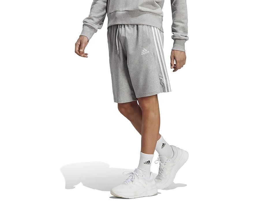 adidas Essentials 3-Stripes Single Jersey Shorts (Medium Grey Heather/White) Men's Shorts Product Image