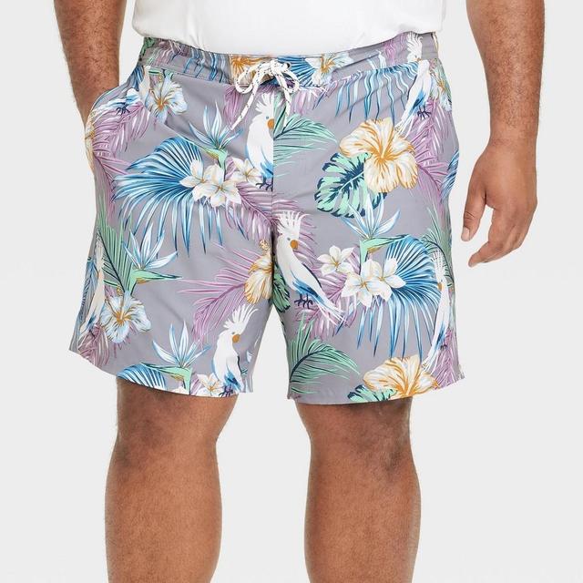 Mens Big & Tall 9 Bird Print Board Swim Shorts - Goodfellow & Co Dark 5XL Product Image