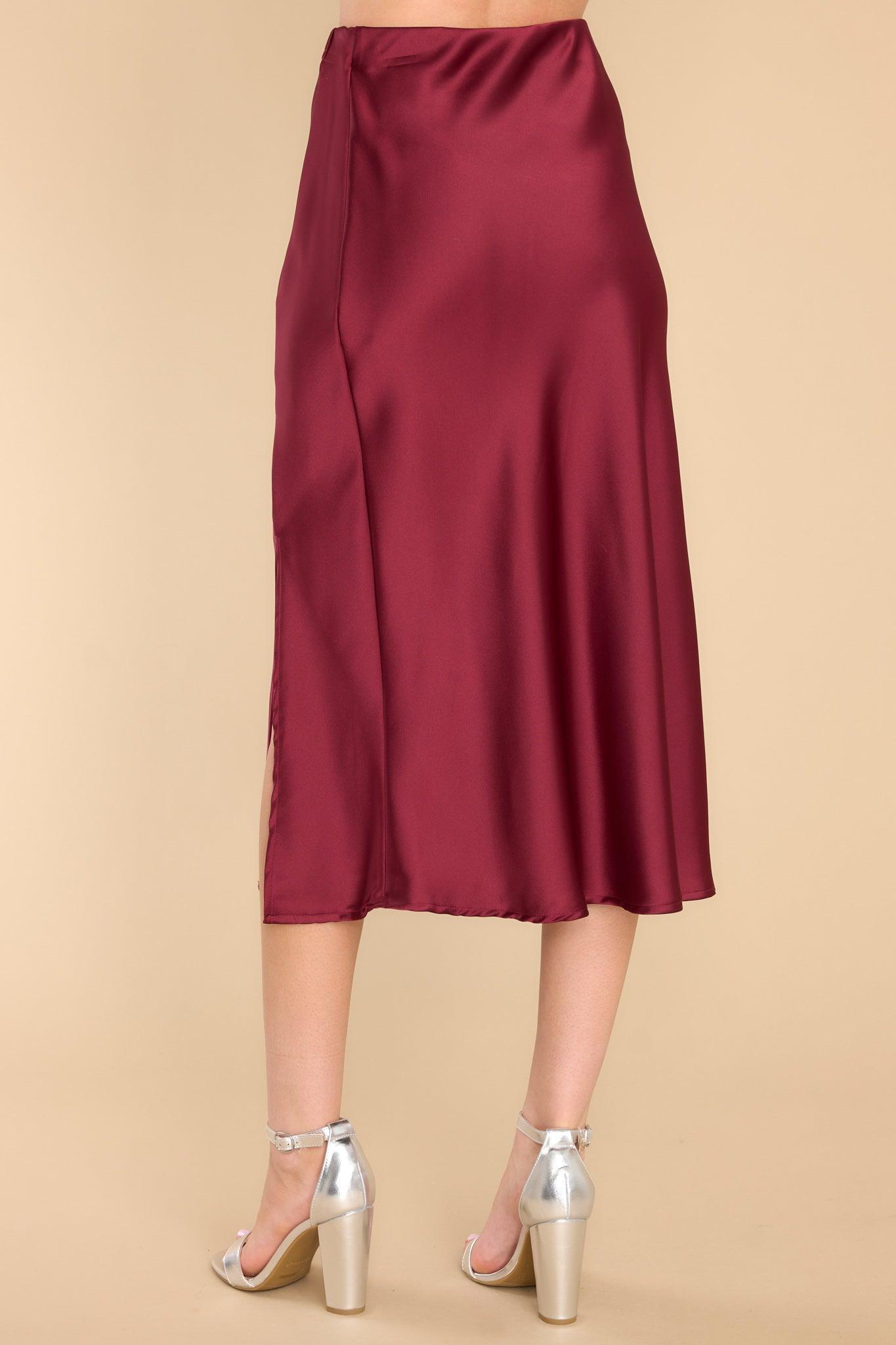 Listen To Her Burgundy Midi Skirt Product Image