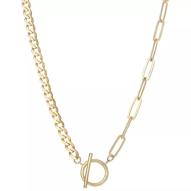 Style Your Way Gold Over Silver Paper Clip & Curb Link Chain Necklace, Womens Gold Tone Product Image