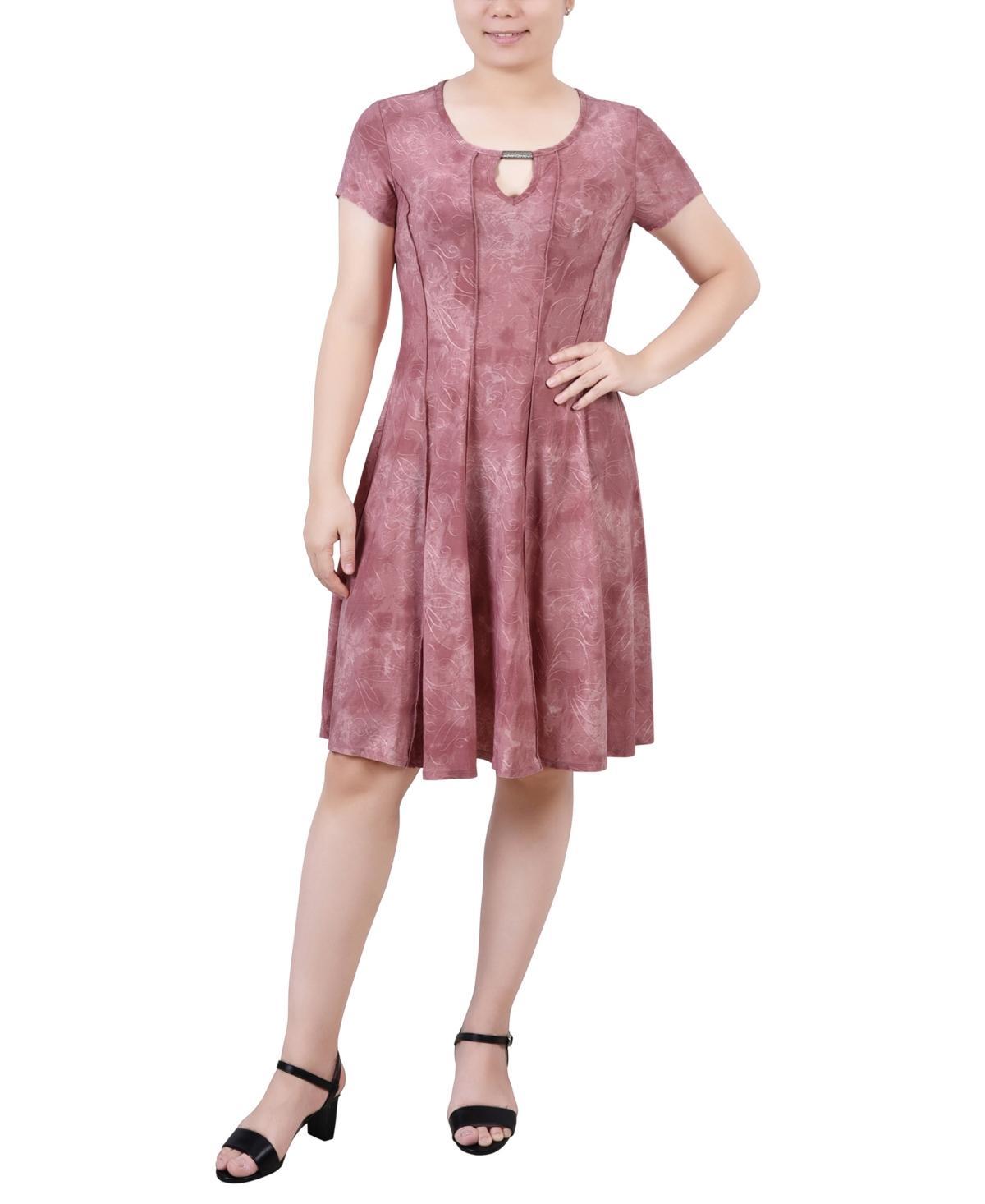 Ny Collection Womens Short Sleeve Jacquard Knit Seamed Dress Product Image