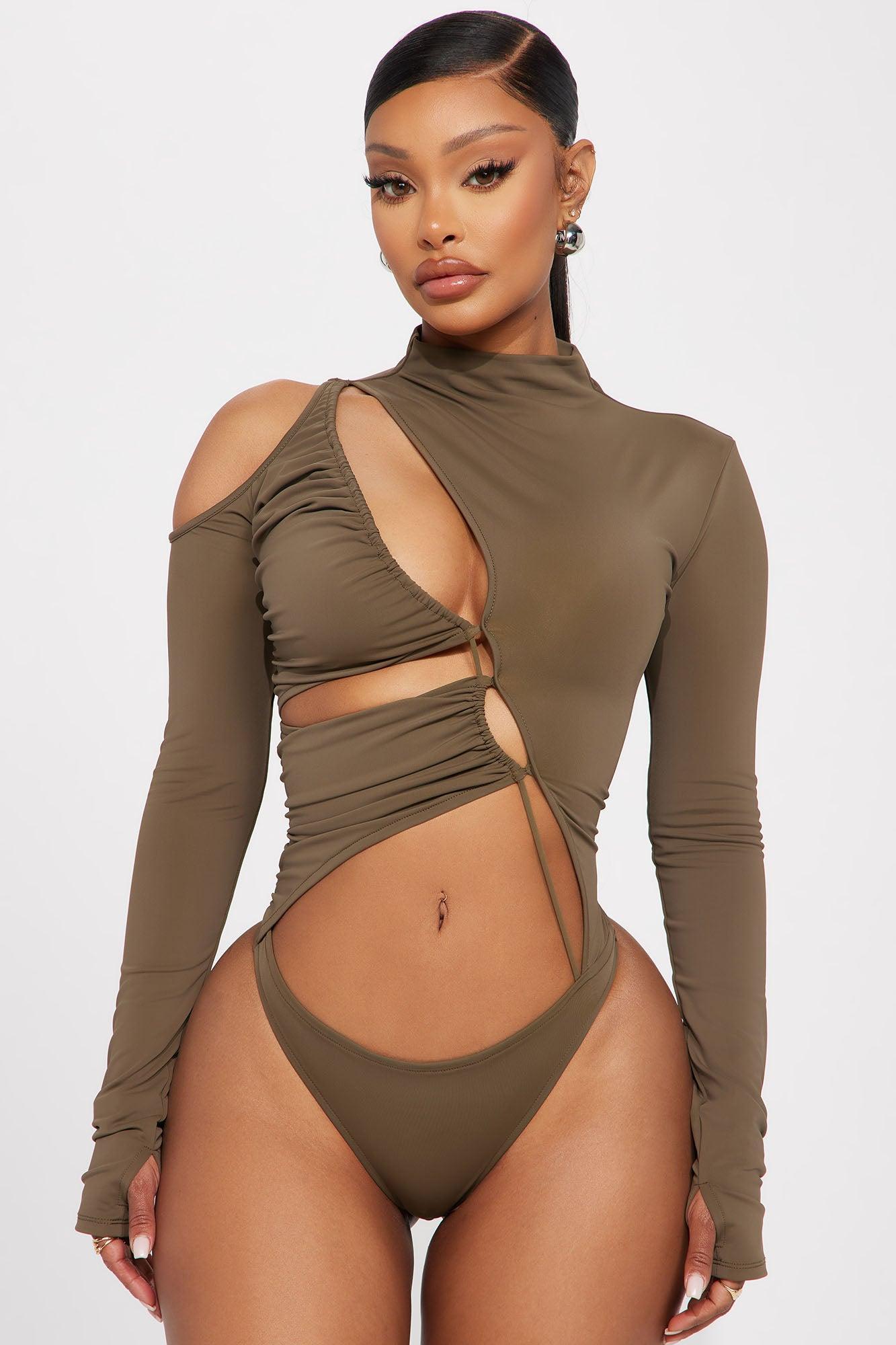 Say My Name Cut Out Bodysuit - Olive Product Image